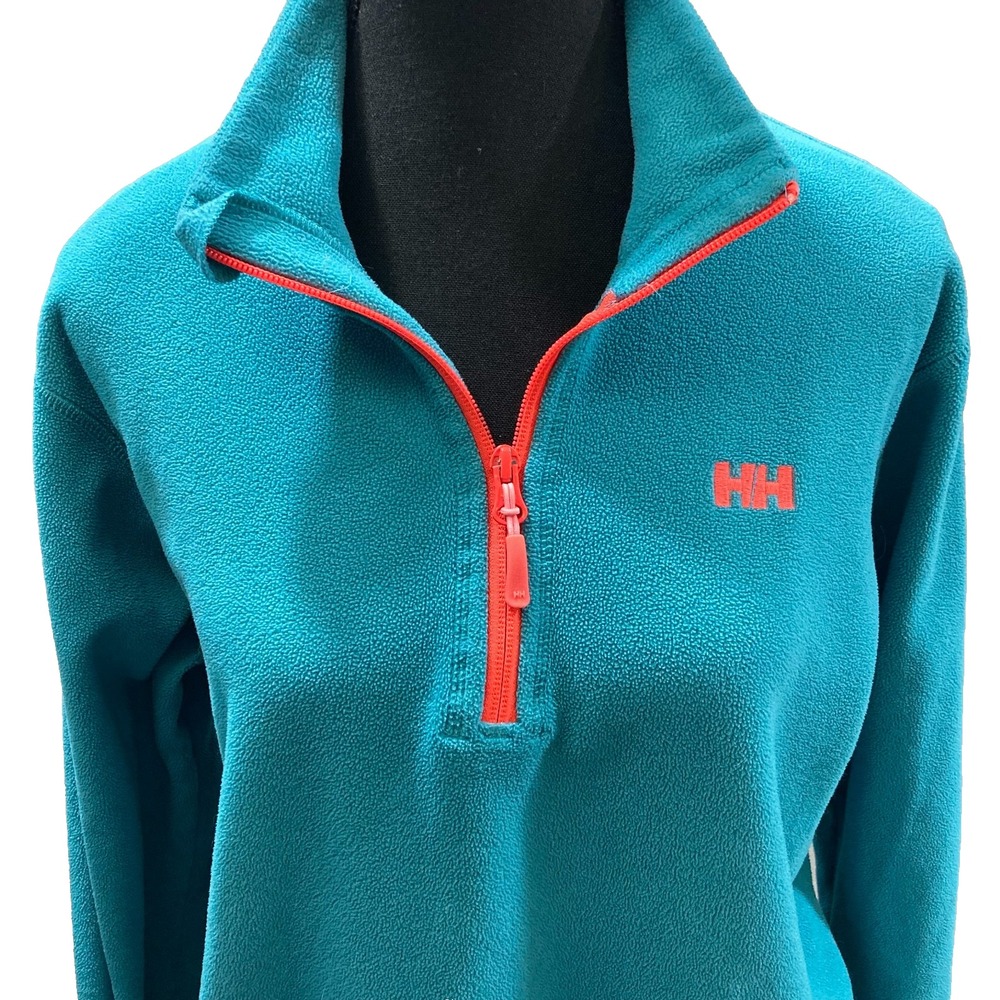 Helly Hansen Polartec Fleece Pullover Teal & Coral 1/4 Zip Women's Size 2XL